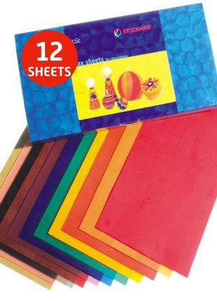 Stockmar Decorating Natural Beeswax Large Sheets - Box of 12 Assorted Colors, Waldorf Art Supplies, Candle Decorating Wax
