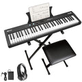 61 Key Keyboard Piano, Protable Electric Semi-Weighted Piano Keyboard for Beginner/Professional, With Power Supply, Built In Speakers, Pedal, Perfect for Birthday or Christmas(with stand, stool)