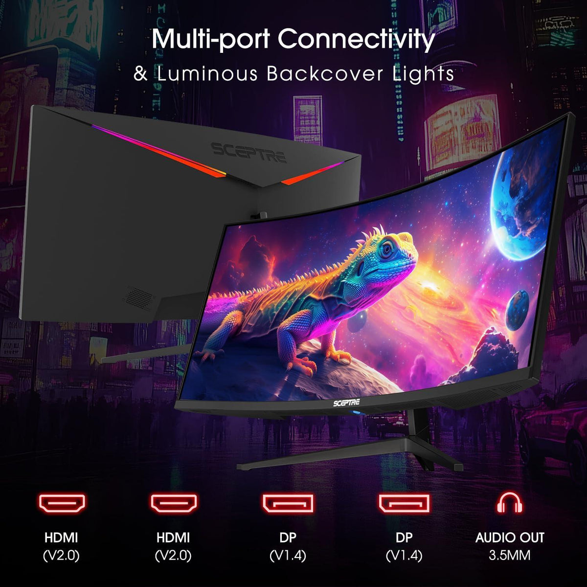 Sceptre New Curved 34-inch Gaming Monitor 3440 x 1440 180Hz 1500R DP x2 HDMI x2 Build-in Speakers Machine Black 2026