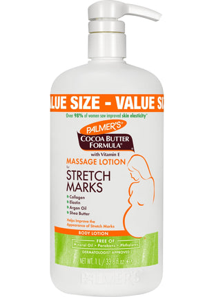Palmer's Stretch Marks Body Lotion for Pregnancy & Weight Changes (33.8 Oz) | Pregnancy Skin Care, Helps Soften, Plumps Skin, Belly Cream with Collagen, Elastin, Argan OIl and Shea Butter, 48hr Moisture