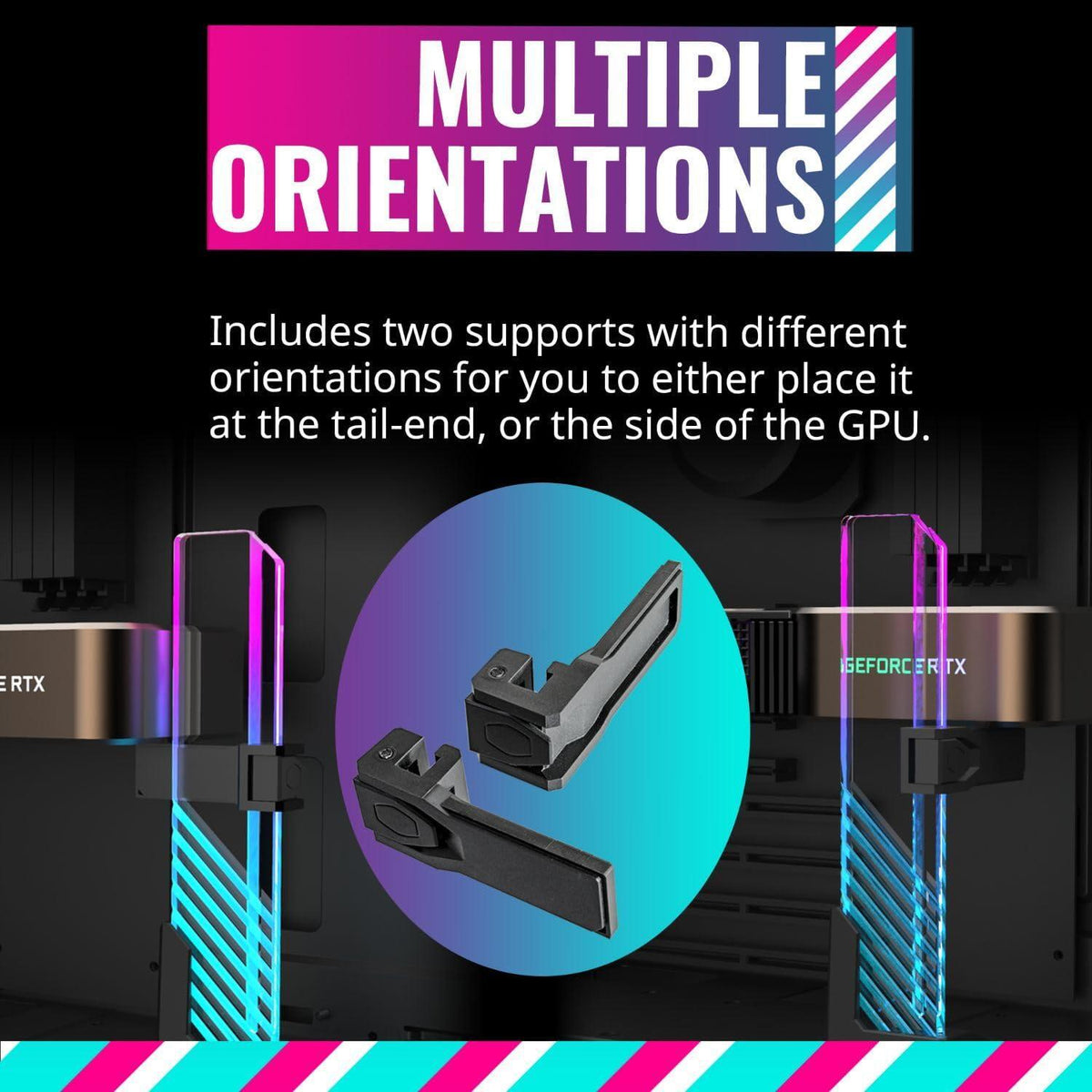 Cooler Master MasterAccessory ARGB GPU Support Bracket, Edge-Lit ARGB Tempered Glass, Universal GPU Bracket, Multiple Orientations (MCA-U000R-GSBTG-00)