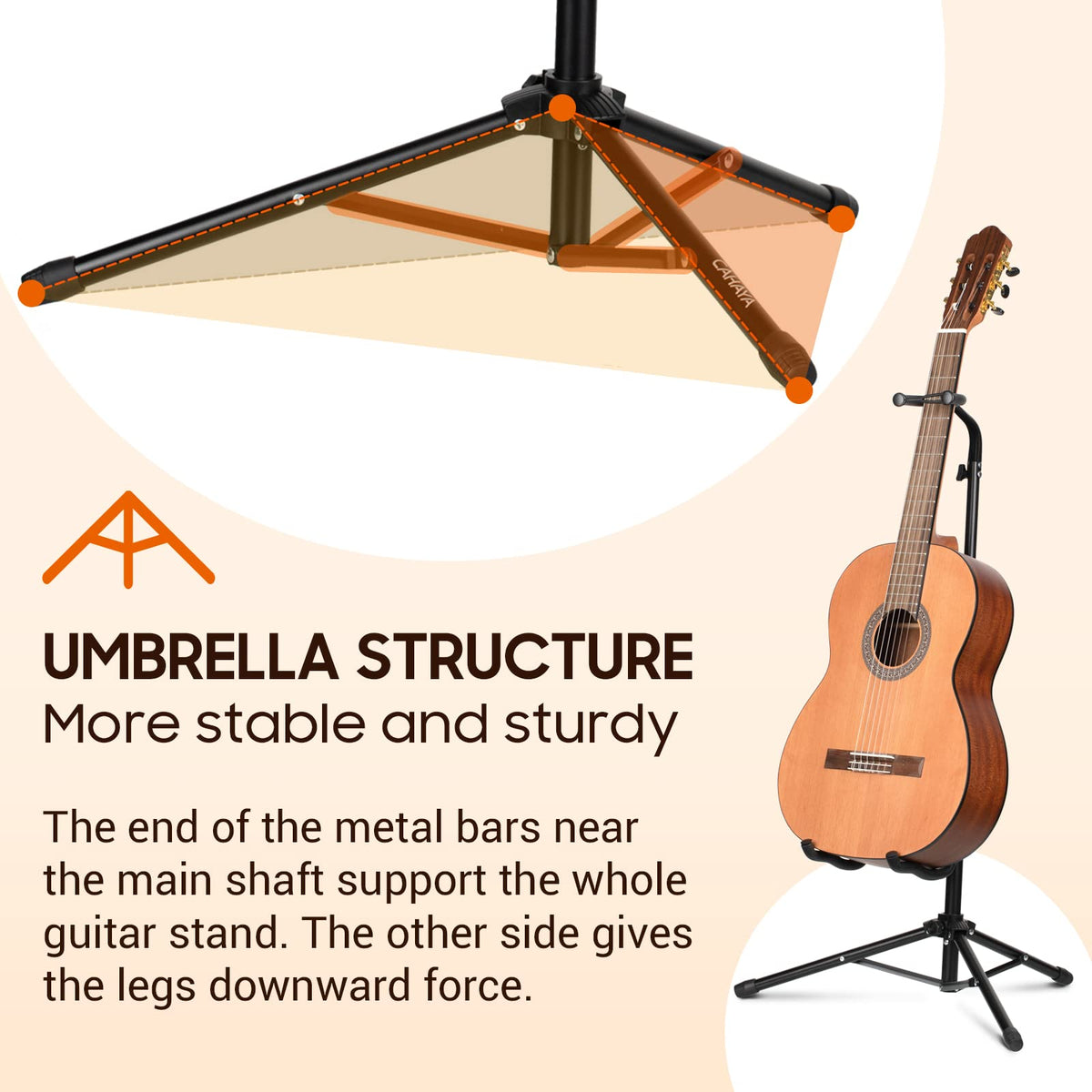 CAHAYA Guitar Stand Floor - Folding Universal Guitar Holder for Acoustic Electric Guitars Bass Guitar Adjust Height from 30.7 to 37 In Folding Tripod Guitar Stands with Neck Holder