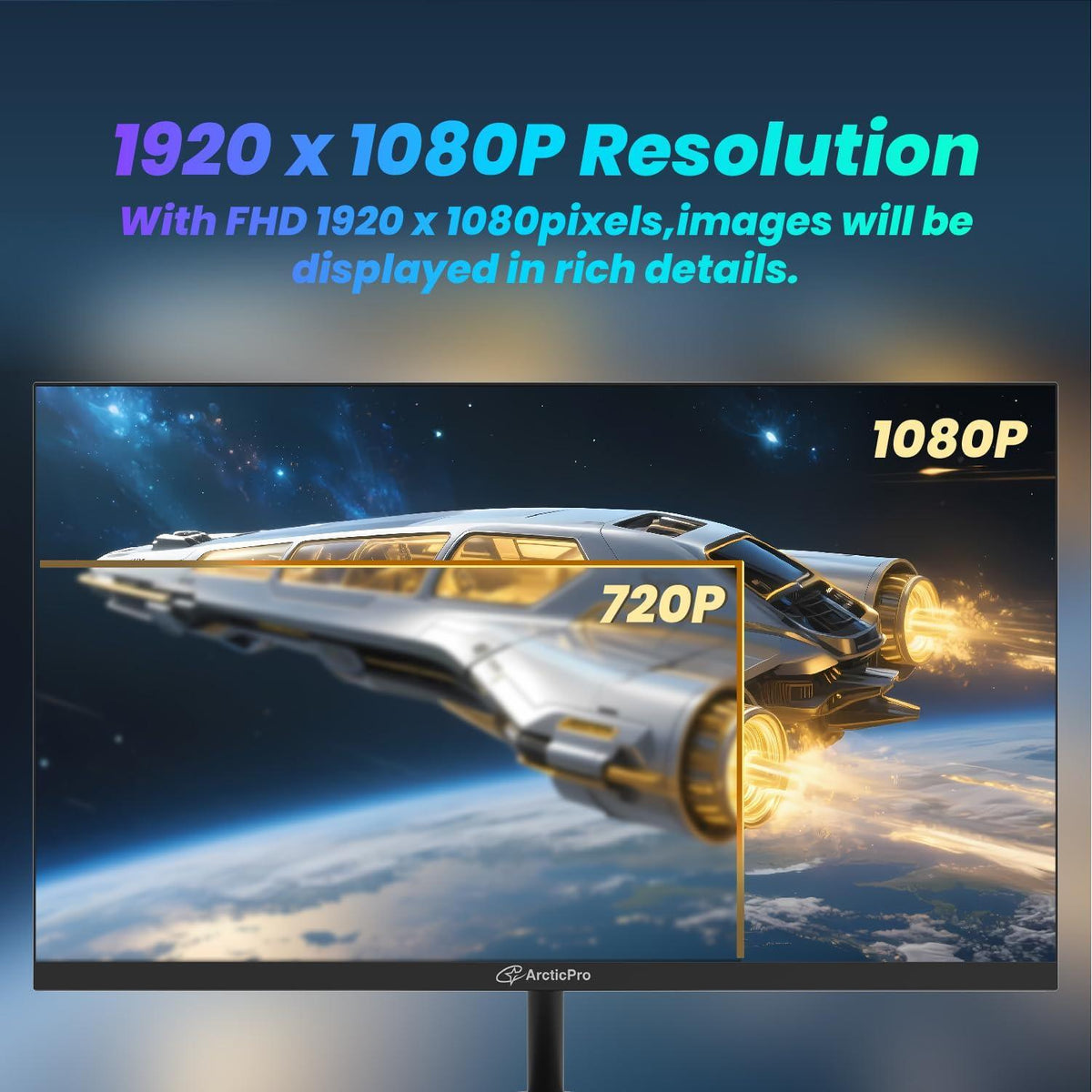 ArcticPro 22 inch Class Thin Full HD (1920 x 1080p) Computer Monitor, 100Hz Refresh Rate, 99% sRGB, 3-Sided Frameless, Ultra Slim, VESA, LowBlue Mode, Tilt Adjust, HDMI *1, VGA*1