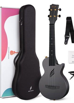 Enya Nova U Concert Ukulele 23" Carbon Fiber – Waterproof Travel Ukulele for Beginners & Adult, Lightweight Durable Body with Beginner Kit (Case, Strap, Capo, Strings)