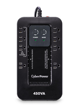 CyberPower EC450G Ecologic Battery Backup & Surge Protector UPS System, 450VA/260W, 8 Outlets, ECO Mode, Compact Uninterruptible Power Supply