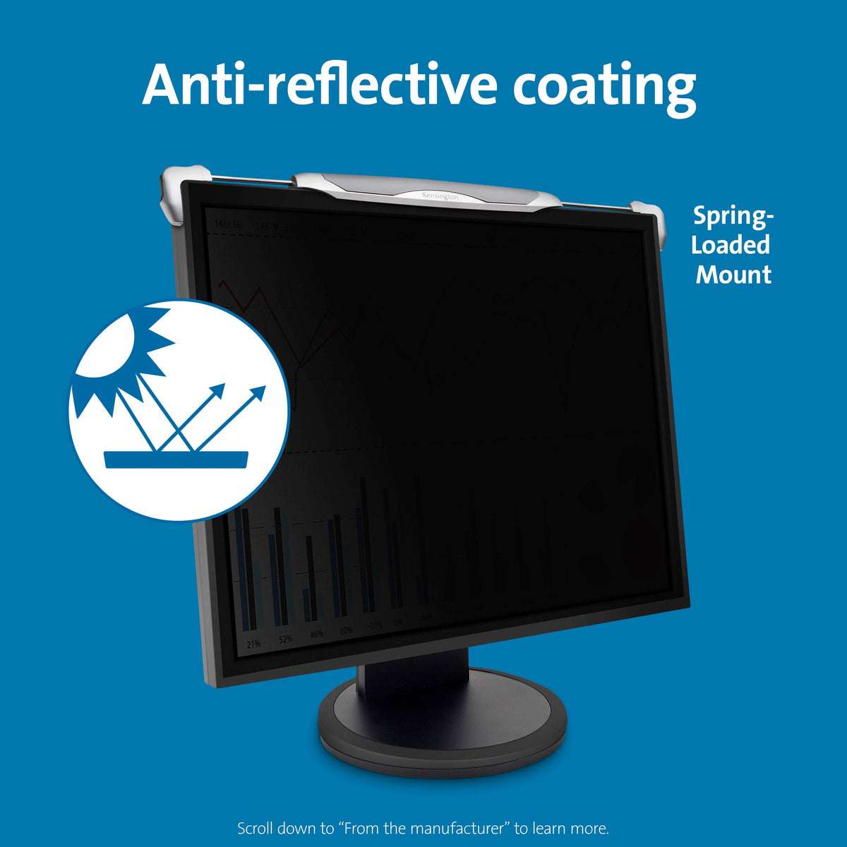 Kensington FS270 Snap2 Privacy Screen for 25-Inch to 27-Inch Widescreen 16:10 and 16:9 Monitors (K58400WW)