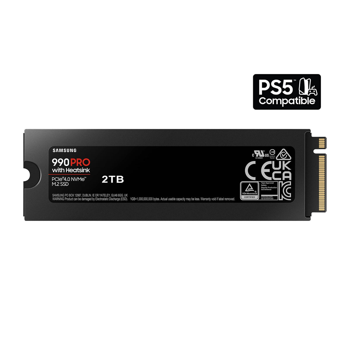 SAMSUNG 990 PRO w/ Heatsink SSD 2TB, PCIe Gen4 M.2 2280 Internal Solid State Hard Drive, Seq. Read Speeds Up To 7,450MB/s for High End Computing, Workstations, Compatible w/ PlayStation 5, MZ-V9P2T0CW