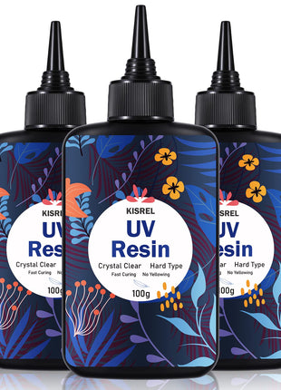 KISREL UV Resin 300g - Upgraded UV Resin Kit, Hard Type Crystal Clear Ultraviolet Curing UV Epoxy Resin for Craft Jewelry Making