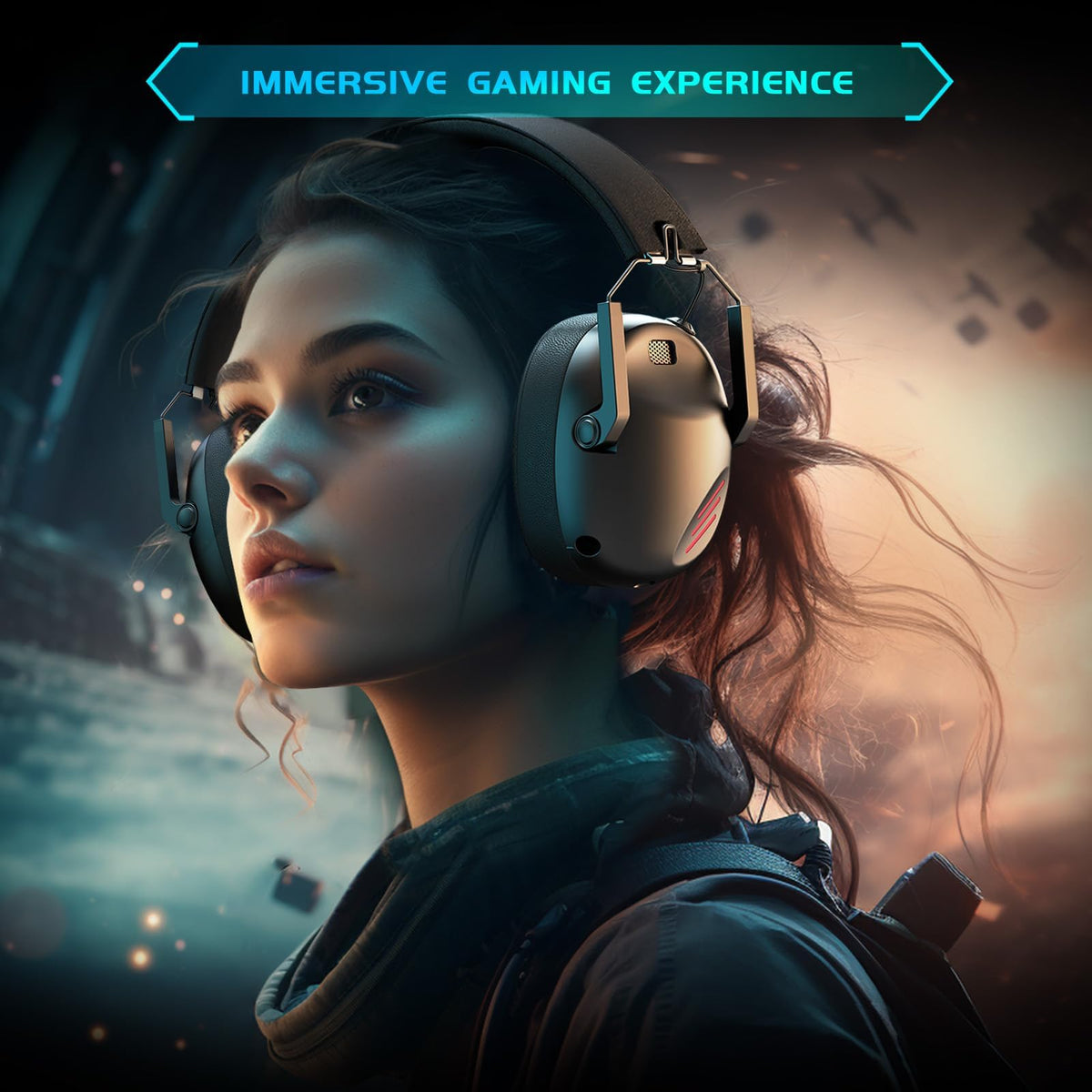 KAPEYDESI Wireless Gaming Headset for PS5, PS4, PC, NES, Bluetooth 5.3 Gaming Headsets Wireless with Noise Canceling Microphone, Gamer Headphones for Nintendo Switch, 50H Battery - Black