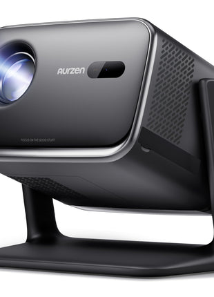 Aurzen BOOM mini Google TV Smart Projector with WiFi and Bluetooth, Voice Control, Family Mode, 20W Dolby Audio, Real-Time Focus,4K Supported Movie Projector for Bedroom/Home/Outdoor Live Sports,Black