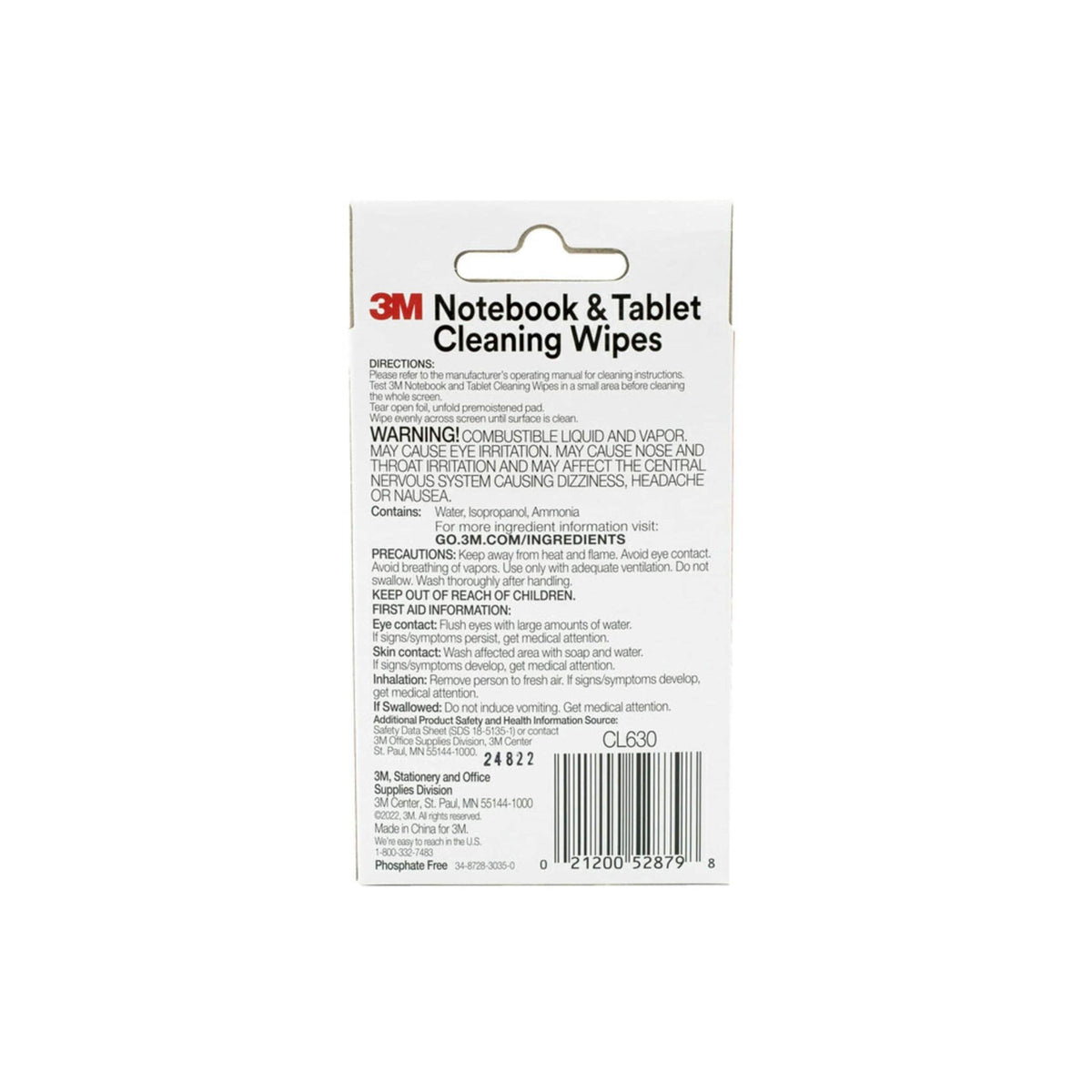 3M Notebook Screen Cleaning Wipes, 3.9 x 6.9 Inches (CL630), White, 24 individual wet wipes (Packaging may vary)