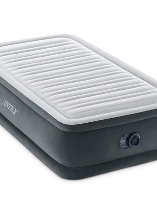 Intex Twin Size Air Mattress, 18in Height, Built-in Pump, Dura-Beam Deluxe Comfort-Plush - Portable Inflatable Blow-up Bed for Camping, Travel, Guests
