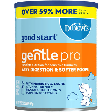 Good Start | Dr. Brown's Gentle Pro, Baby Formula Powder for Sensitive Tummies, Easy Digestion & Softer Poops, Formula with Probiotics, DHA, Allergen Lactose, Milk, Soy,Tree Nuts,Non-GMO,32 OZ, 1 Pack