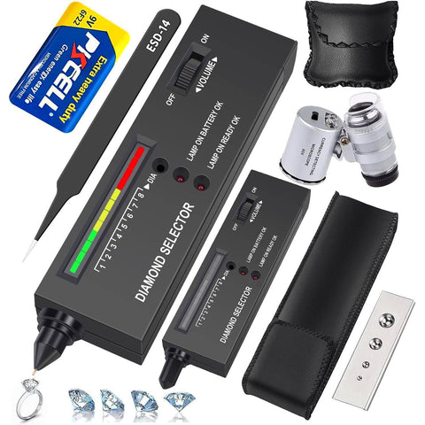 Professional Diamond Tester Pen, High Accuracy Jewelry Diamond Tester, Electronic Diamond Gem Tester and Tester Pen 60X Magnifying Glasses Tool Kit for Novice Expert (Diamond Tester Pen)