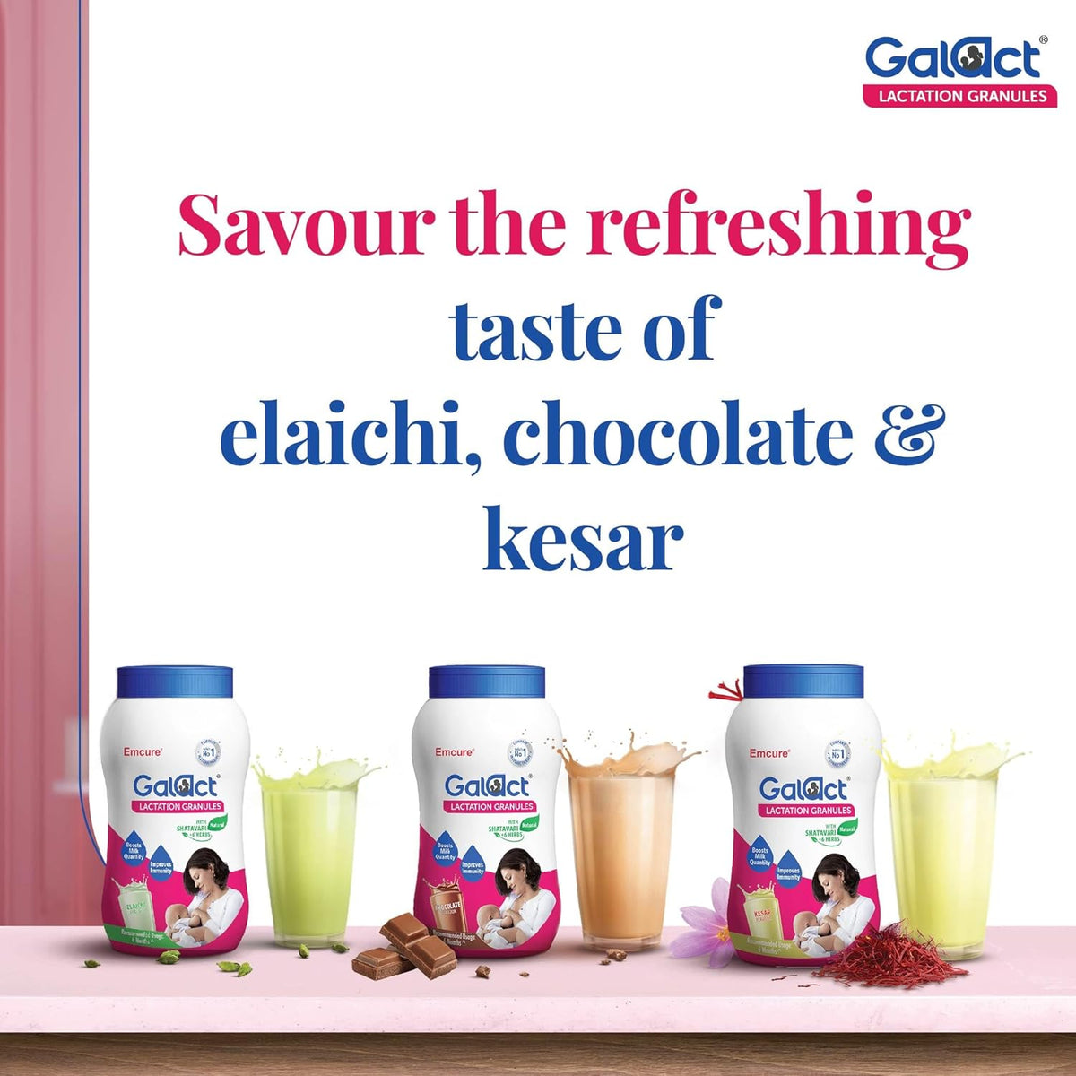 Galact Granules - Lactation Supplement with Shatavari to increase breast milk - Chocolate flavour 400g