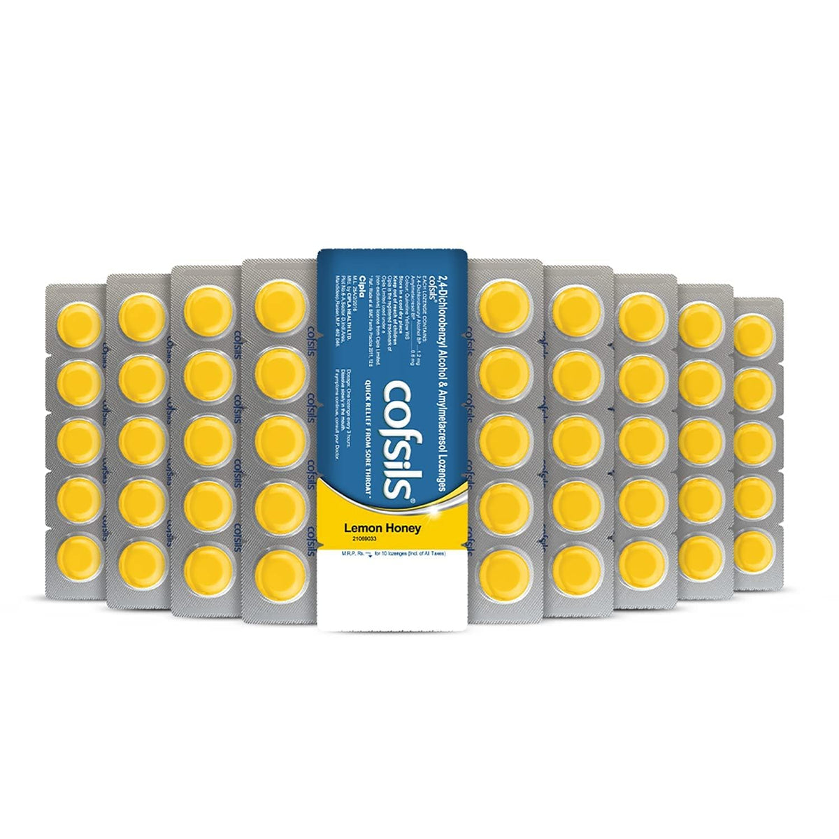 Cipla Cofsils Lozenges (100 Lozenges) | Lemon Honey Flavour | Quick Relief from Sore Throat, Itchy Throat and Scratchy Throat (10 x 10 Strips)