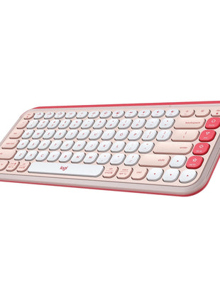 Logitech POP ICON Keys Wireless Bluetooth Keyboard - Rose and Off-White | Comfortable typing, programmable keys, easy-switch between up to 3 devices, for laptop, tablet, PC