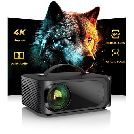 [Official Licensed APPs/2500 ANSI] Outdoor-Projector-4K with Wifi6 and Bluetooth, Smart TV OS & DoIby Audio, Portable Projector with YouTube/PrimeVideo, ONOAYO 1080P Proyector with 300 ''Display