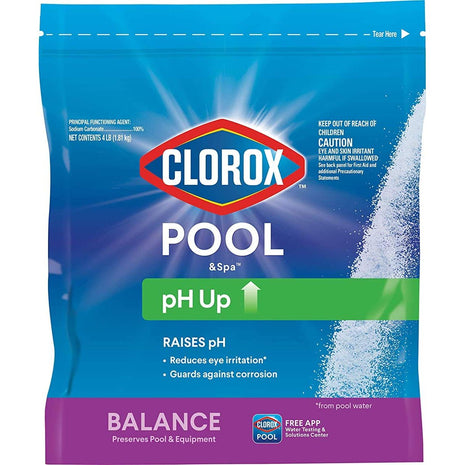 Clorox® Pool&SpaTM Swimming Pool pH Up, Raises pH, Protects Against Eye and Skin Irritation, 4LB (Pack of 1)