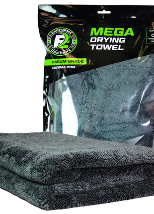 ExoForma Mega Car Drying Towel - Holds Up to 9 lbs, No Streaks, Scratches, or Water Spots | 1200 GSM Microfiber Double Twist Pile & Edgeless Design, 1 Quick & Effortless Dry - 24" x 36"