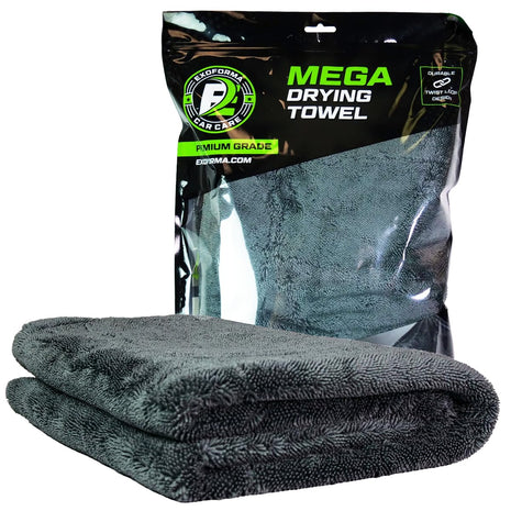 ExoForma Mega Car Drying Towel - Holds Up to 9 lbs, No Streaks, Scratches, or Water Spots | 1200 GSM Microfiber Double Twist Pile & Edgeless Design, 1 Quick & Effortless Dry - 24" x 36"