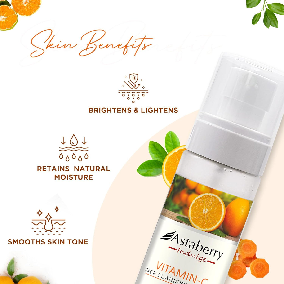 Astaberry Indulge Vitamin C Face Toner For Glowing Skin|Toner For Oily & Dry Skin|Hydrates The Skin|With Orange Peel & Fermented Carrot Extract - 100 Ml