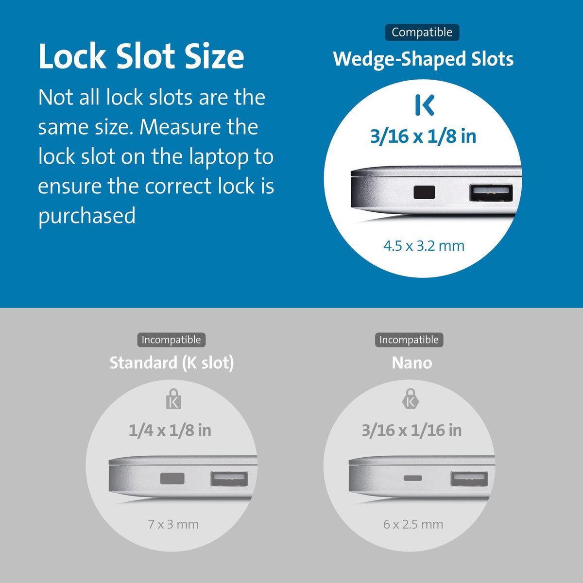 Kensington ClickSafe® Combination Laptop Lock for Wedge-Shaped Security Slot (K67936WW), Black