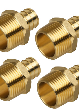 PEX Fitting, 3/4" Male NPT to 3/4" PEX Adapter for Plumbing Repairs or Remolding, Sturdy and Durable Brass Crimp Fitting (4 Pack)