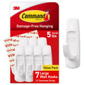 Command 5 lb Large Utility Hooks, 7 Wall Hooks and 12 Command Strips, Damage-Free Hanging with Adhesive Strips, No Tools for Hanging, Organization and Storage