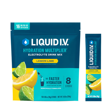Liquid I.V. Hydration Multiplier   Lemon Lime | Electrolyte Powder Drink Mix | 1 Pack (16 Servings)