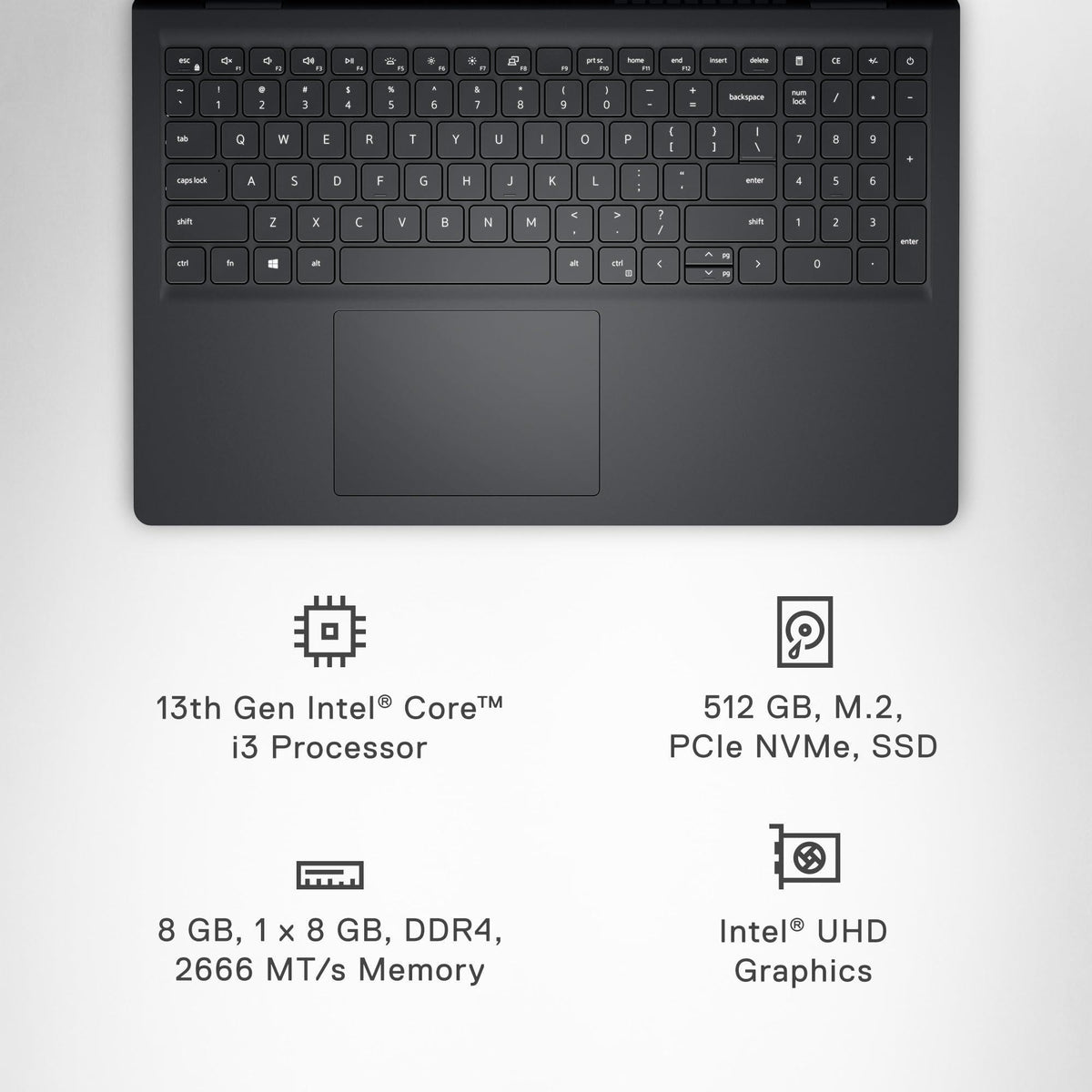 Dell Inspiron 3530 Laptop - 15.6-inch FHD (1920x1080) Display, Intel Core i3-1305U Processor, 8GB DDR4 RAM, 512GB SSD, Intel UHD Graphics, Windows 11 Home, Onsite Service - Carbon Black