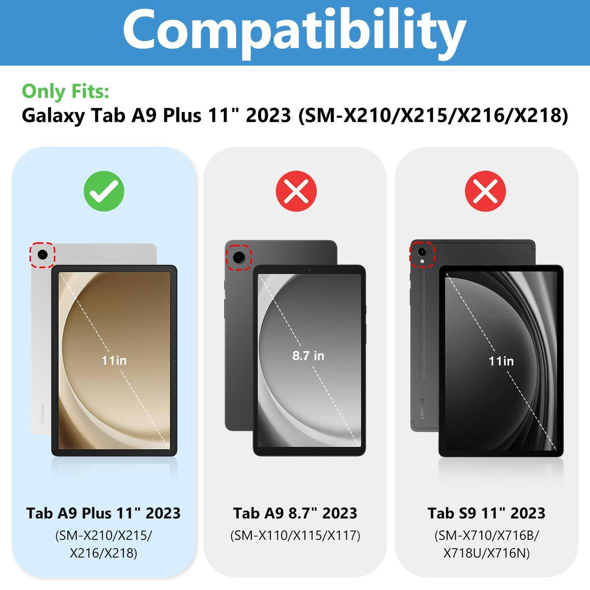 ProCase 2 Pack Screen Protector for Galaxy Tab A9 Plus 11 Inch 2023, HD Tempered Glass 9H Film Guard for 11" Tab A9+ 5G Tablet (SM-X210/X216/X218)