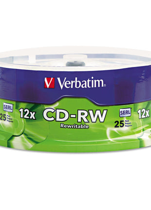VERBATIM 25PK CDRW 4X-12X 700MB 80MIN HIGH Speed Branded Spindle / 95155 /