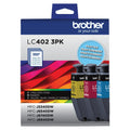 Brother Genuine LC402 3PK 3-Pack of Standard Yield Cyan, Magenta and Yellow Ink Cartridges, Black