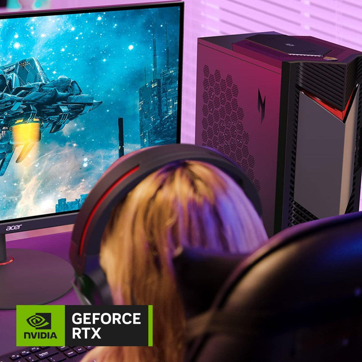 Acer Nitro 50 N50-656-UR15 Gaming Desktop | Intel Core i5-14400F 10-Core Processor | NVIDIA GeForce RTX 4060 | 16GB DDR5 5600MHz | 1TB PCIe Gen 4 SSD | Intel Wi-Fi 6E AX211 | Windows 11 Home
