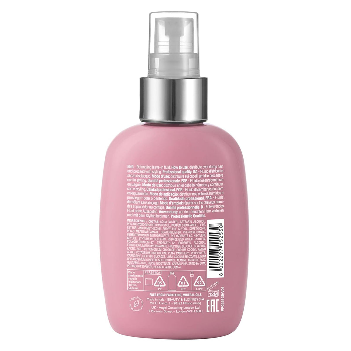 Alfaparf Milano Moisture Nutritive Leave-In Conditioner Spray - Detangles Hair with Thermal Protection for Dry & Frizzy Hair, Vegan Formula, Softens Hair, Sulfate Free, Paraben, Paraffin Free - (125ml)