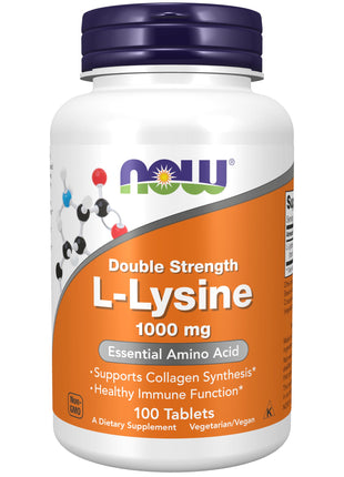 NOW Foods Supplements, (L Lysine Hydrochloride) 1,000 mg, Double Strength, Amino Acid, 100 Tablets