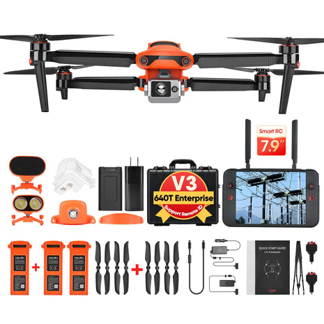 Autel Robotics EVO II Dual 640T Enterprise V3 w/Strobe/Spotlight/Loudspeak | 640*512 30Hz T~hermal&8" RYYB CMOS Sensor,10 Color Schemes, 4X lossless Zoom, 42 Min,15KM, Support Remote ID