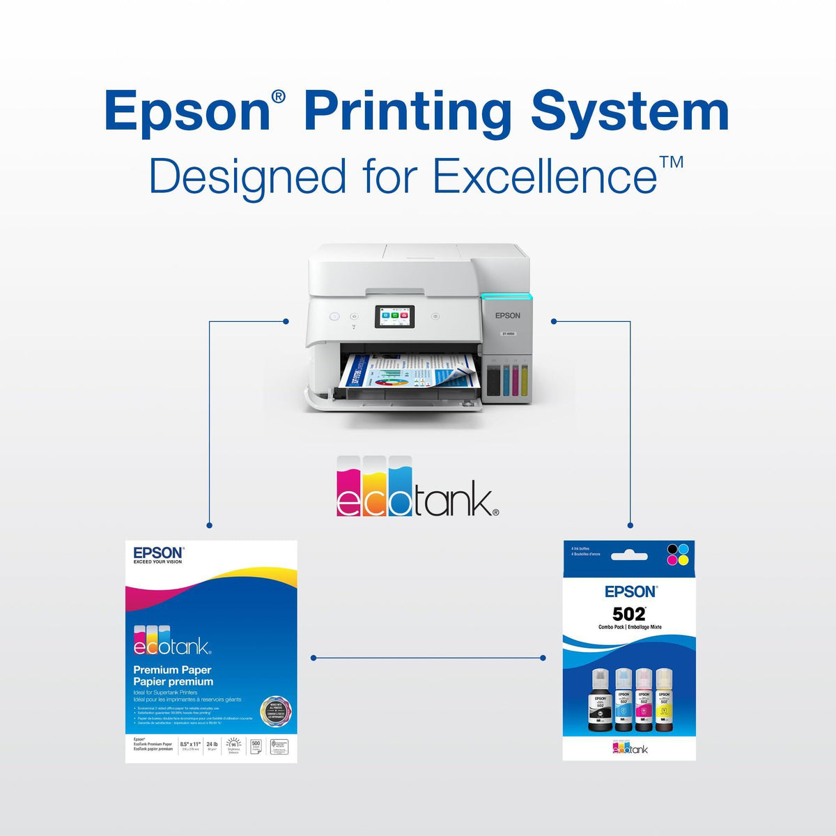 EPSON 502 EcoTank Ink Ultra-high Capacity Bottle Yellow Works with ET-2750, ET-2760, ET-2850, ET-3750, ET-3760, ET-3850, ET-4850, and other select EcoTank models