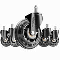 HOSALI 3 Inch Office Chair Wheels - Rubber Chair Casters Replacement, Heavy-Duty Computer Gaming Desk Caster Wheel Smooth & Safe Rolling for All Floors Including Hardwood and Carpet, Set of 5