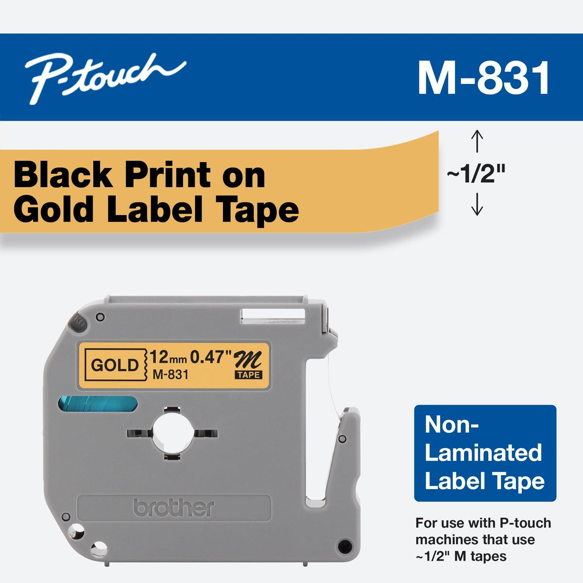 BRTM831 - Brother P-Touch Nonlaminated M Series Tape Cartridge