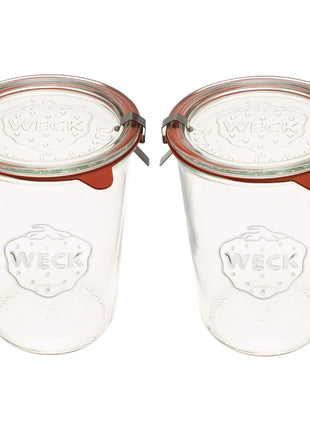 Weck Canning Jars 743 28.7 fl. oz Weck Mold Jars made of Transparent Glass   Eco Friendly Canning Jar   Storage for Food, Yogurt with Air Tight Seal & Lid   3/4 Liter Tall Jars Set   Set of (2 Jars)