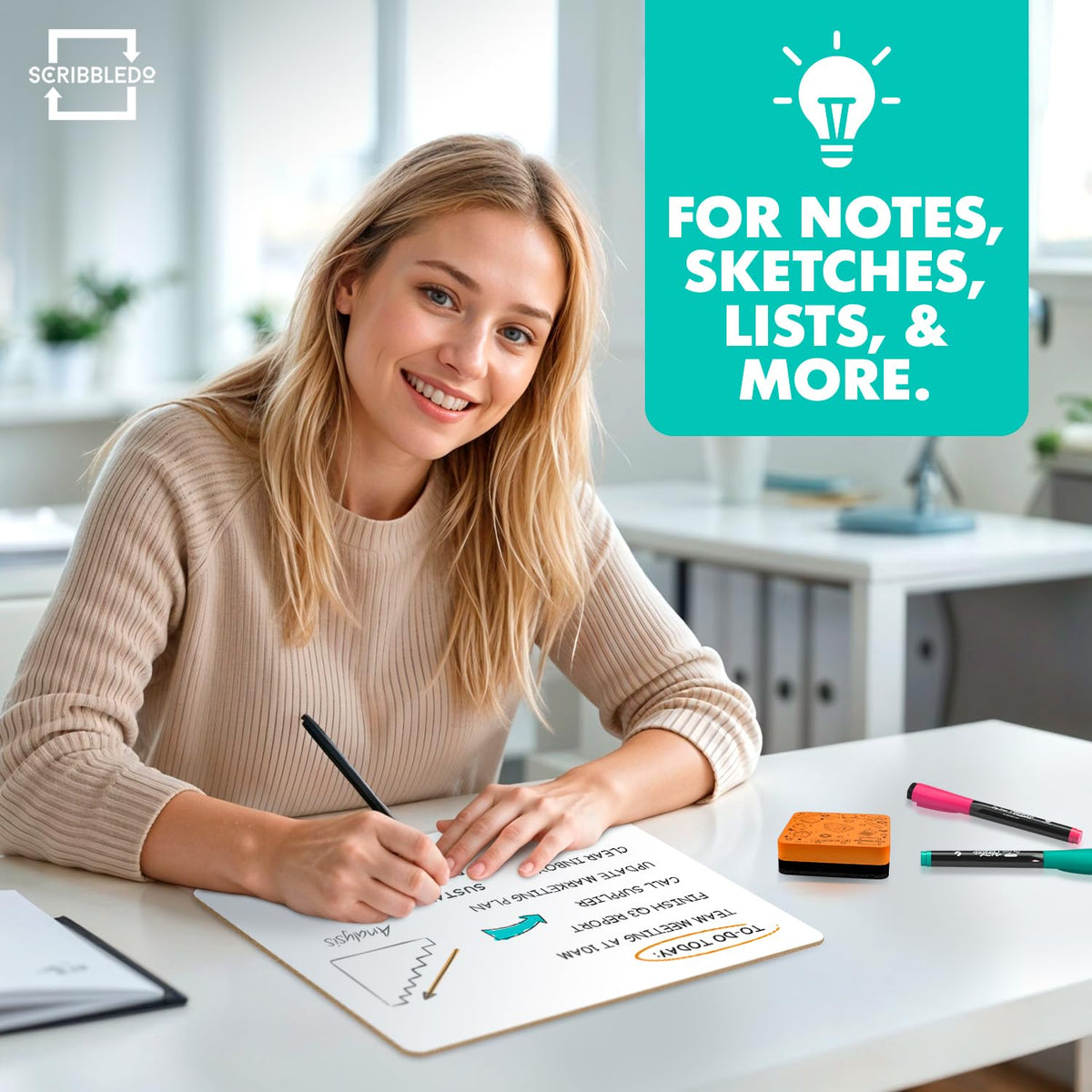Scribbledo Small White Board Dry Erase Mini Whiteboard 9x12 Inch Small Dry Erase Board Marker Board Dry Erase Lapboards Handheld Personal White Boards for Students Whiteboard Office