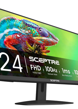 Sceptre New 24-inch Gaming Monitor 100Hz 1ms DisplayPort HDMI x2 100% sRGB AMD FreeSync Build-in Speakers, Eye Care Frameless Machine Black 2025 (E248W-FW100T)