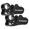 VIVOSUN 2-Pack 30X 60X Illuminated Jewelers Loupe Foldable Magnifier with LED Light for Jewelry Gems Watches Coins Stamps Antiques Black
