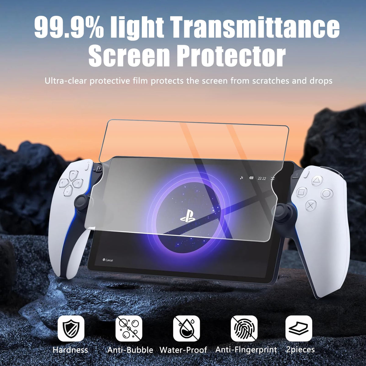 TEFELE 12 in 1 Accessories for Playstation Portal Remote Player with ps5 Portal Case 2 Transparent Screen 4Thumb Grip Charger Shoulder Bracket Base 2 Resistance Button Caps Black