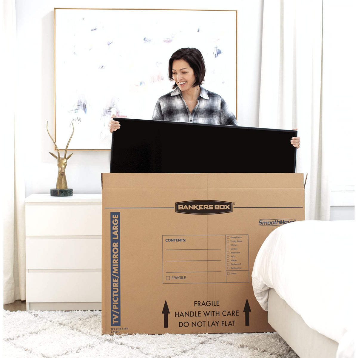Bankers Box Large - up to 55" TV/Picture/Mirror - Moving Box 4 Pack, 48-in x 4-in x 33-in (7711301)