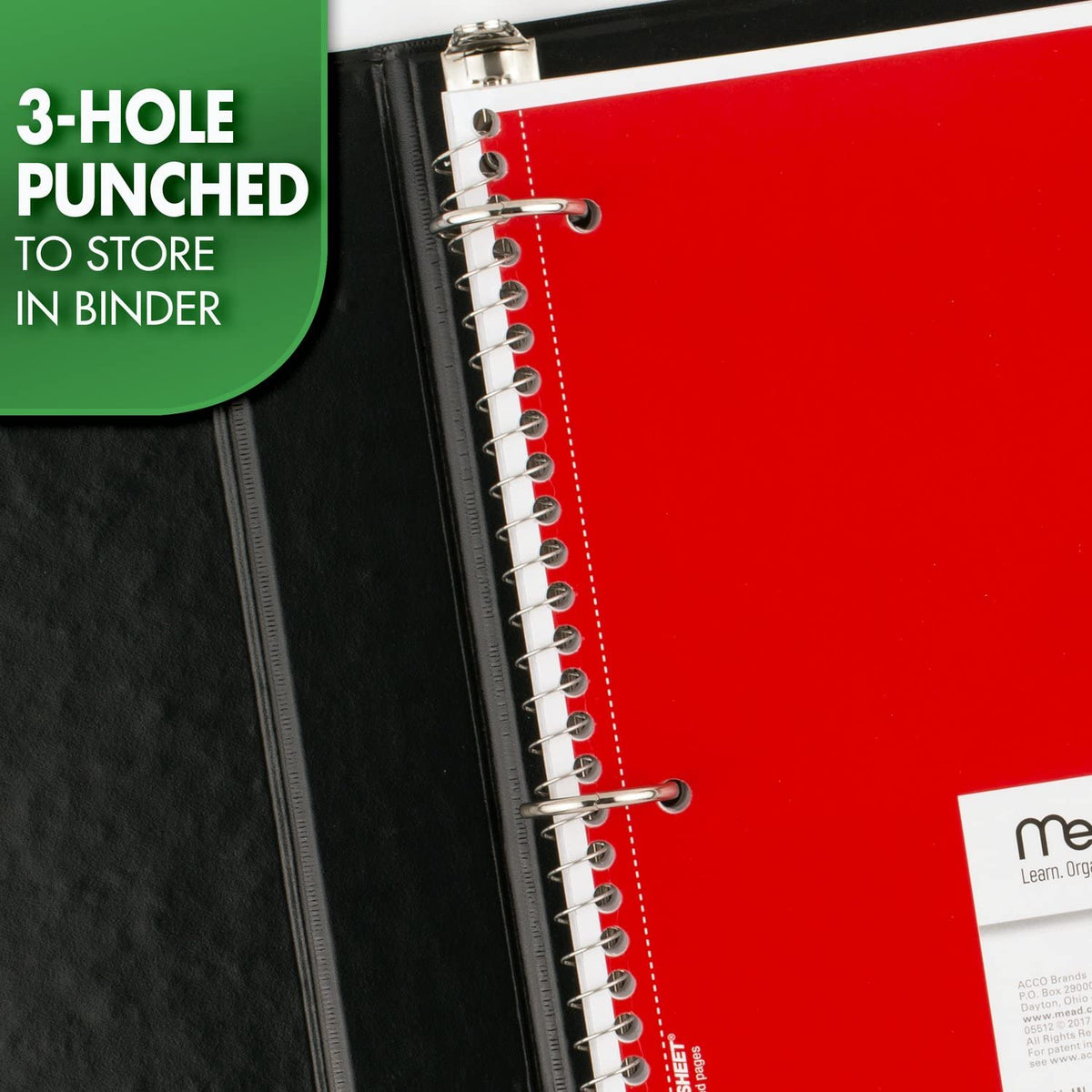 Mead Spiral Notebook, 1 Subject, Graph Ruled Paper, 7-1/2" x 10-1/2", 100 Sheets, Green (05676AC5)