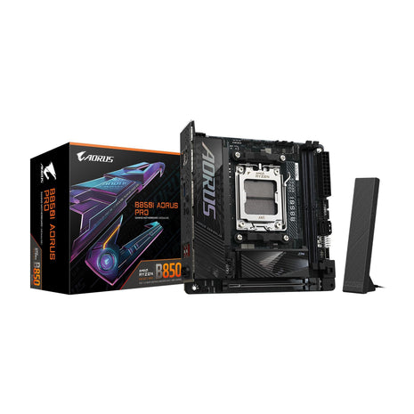 GIGABYTE B850I AORUS PRO AMD AM5 Mini-ITX Motherboard, Support AMD Ryzen 9000/8000/7000 Series, DDR5, 8+2+1 Power Phase, 2X M.2, PCIe 5.0, USB-C, WIFI7, 2.5GbE LAN, EZ-Latch, 5-Year Warranty