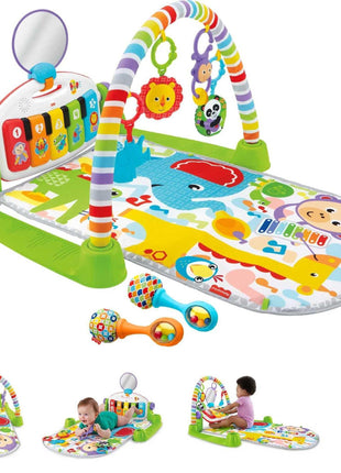 Fisher-Price Baby Playmat Deluxe Kick & Play Piano Gym for Learning & 2 Maracas Soft Rattles for Newborn to Toddler Play Ages 0+ Months